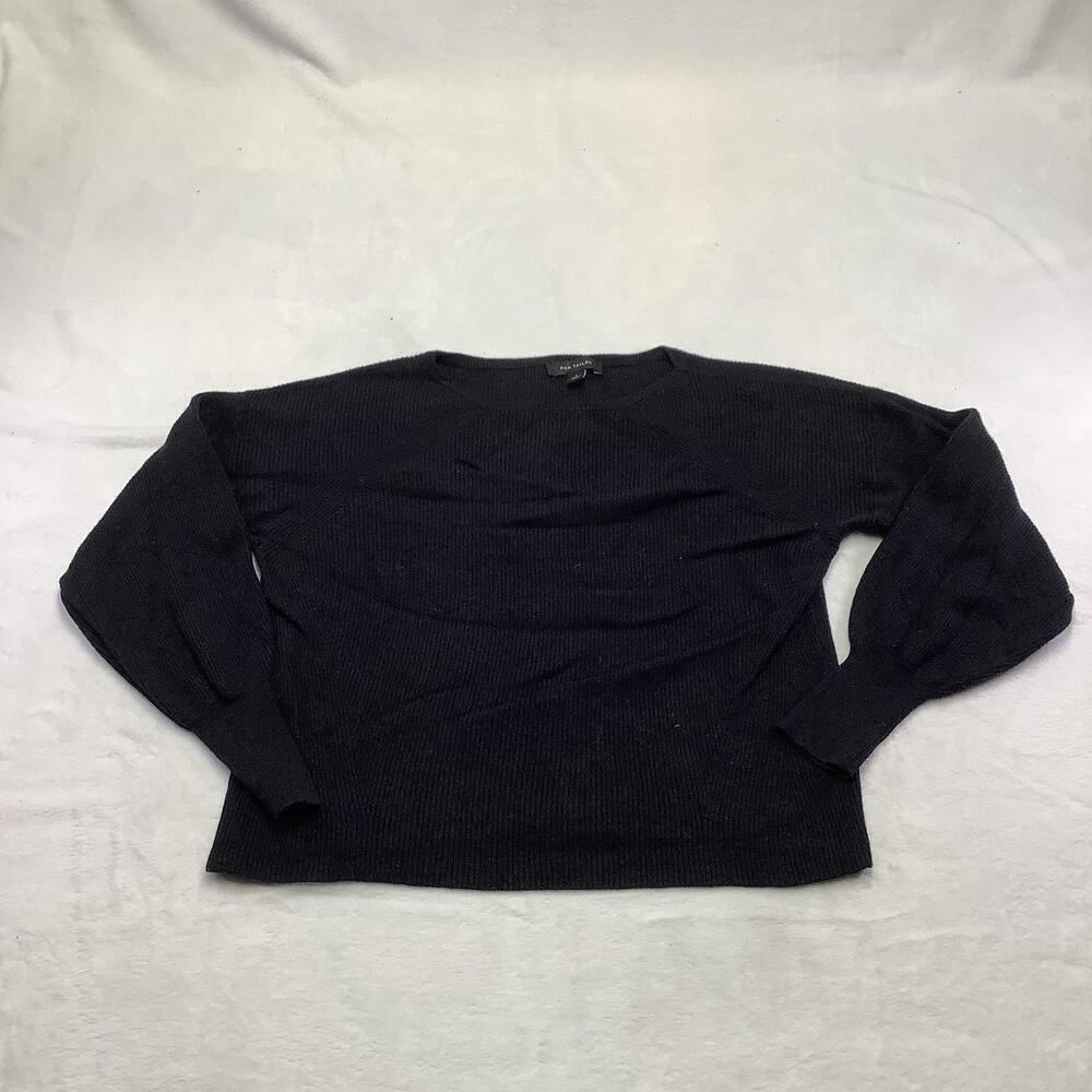 Ann Taylor Sweater Womens Small Black Crew Neck Long Sleeve Ribbed Knit Pullover